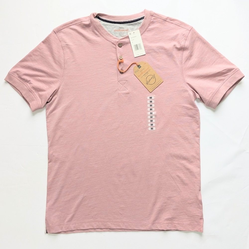 Weatherproof Mens Lilac Short Sleeve Henley 3 Button Placket